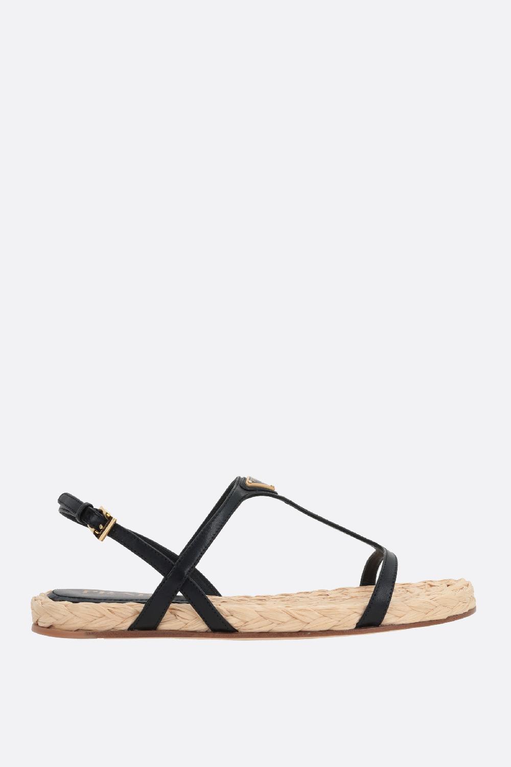 PRADA sandalo flat in nappa con logo