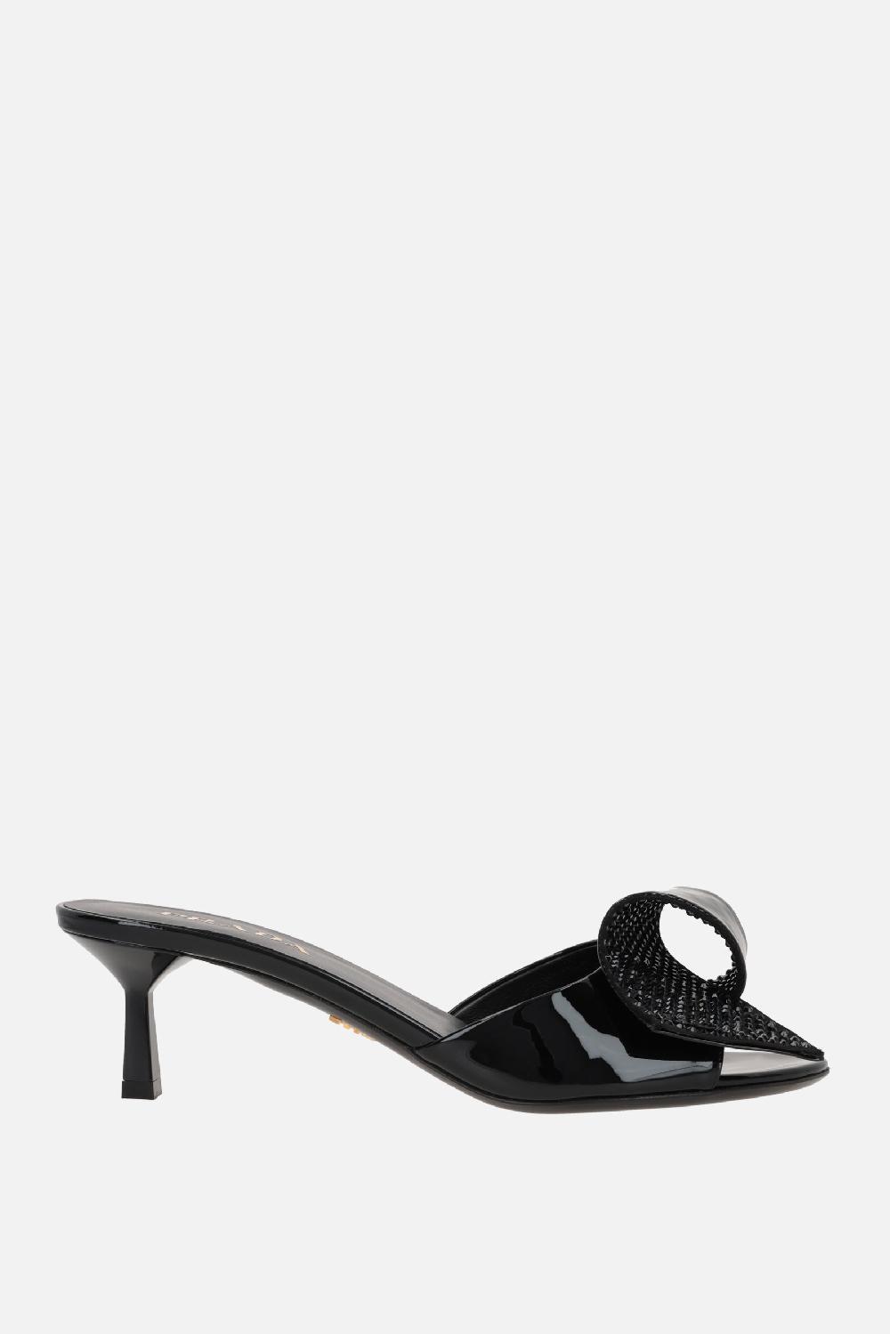 PRADA sandalo mule in vernice con cristalli