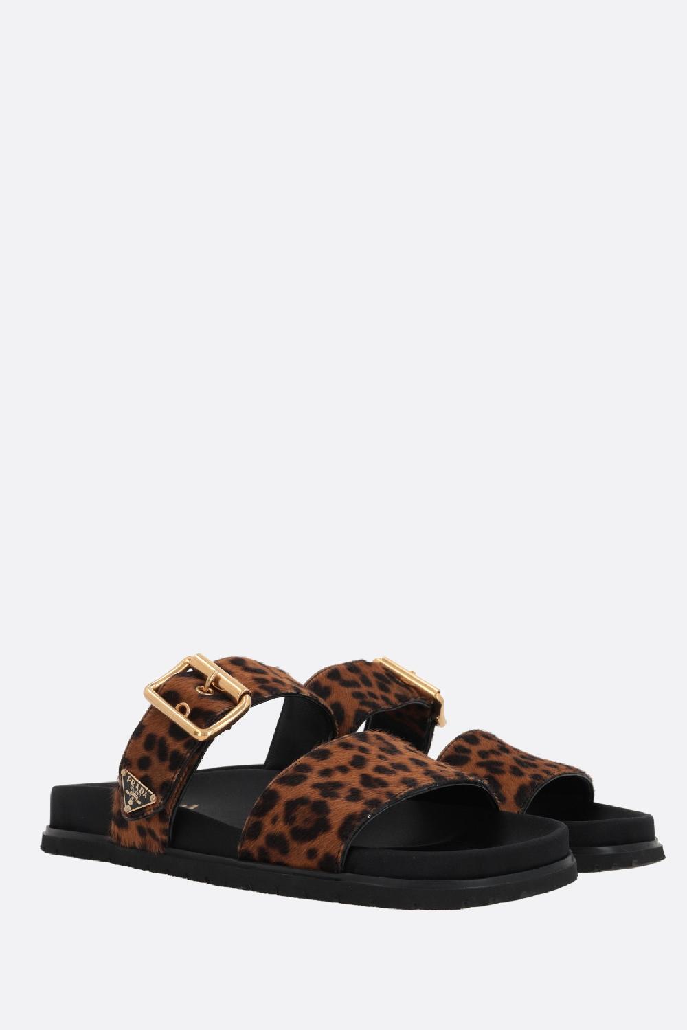 PRADA Sandalo Slide In Cavallino Stampa Leopardo