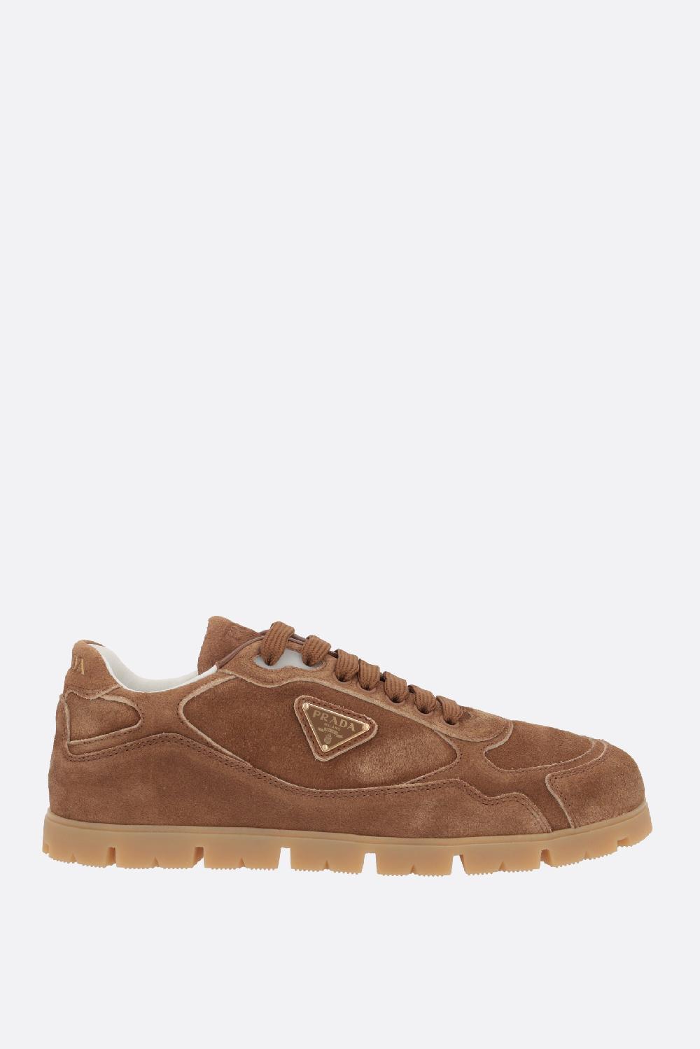 PRADA sneaker low-top in suede délavé