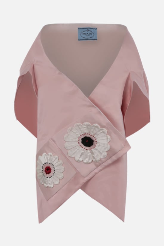 PRADA stola in raso di seta patch fiore