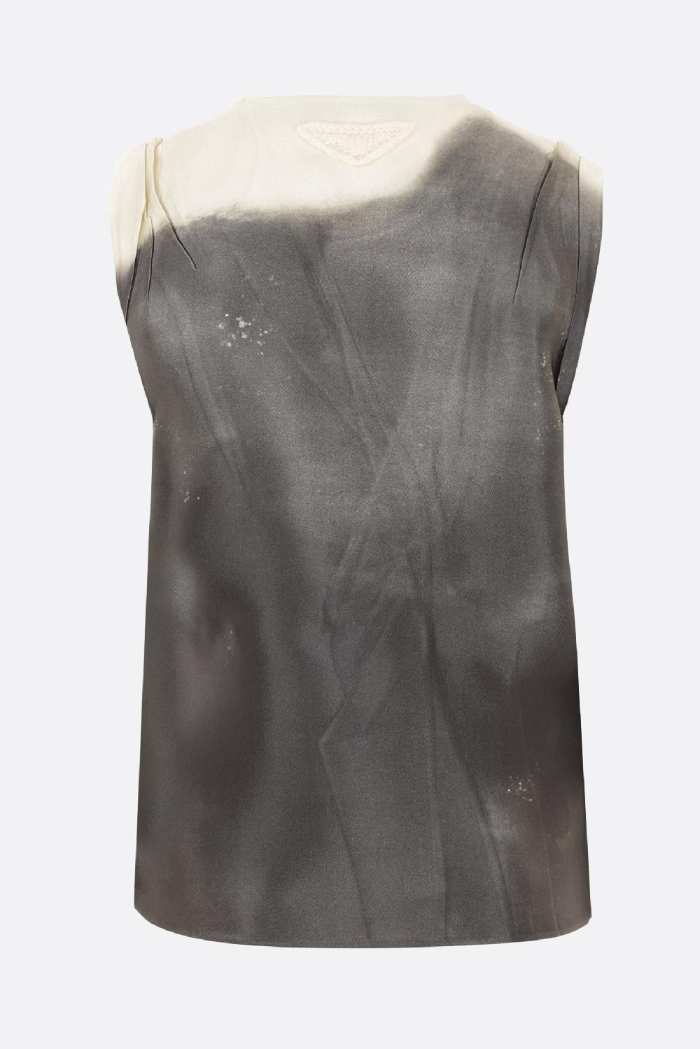 PRADA Top Smanicato Oversize In Raso Stampato