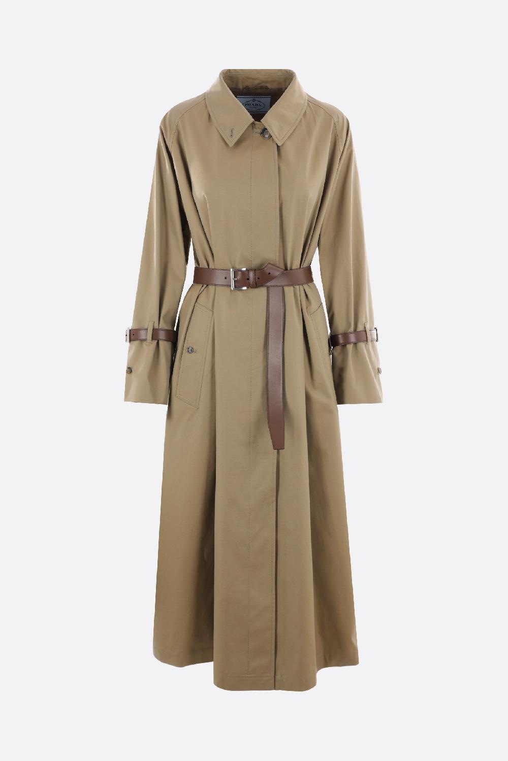 PRADA trench monopetto in twill con cinture