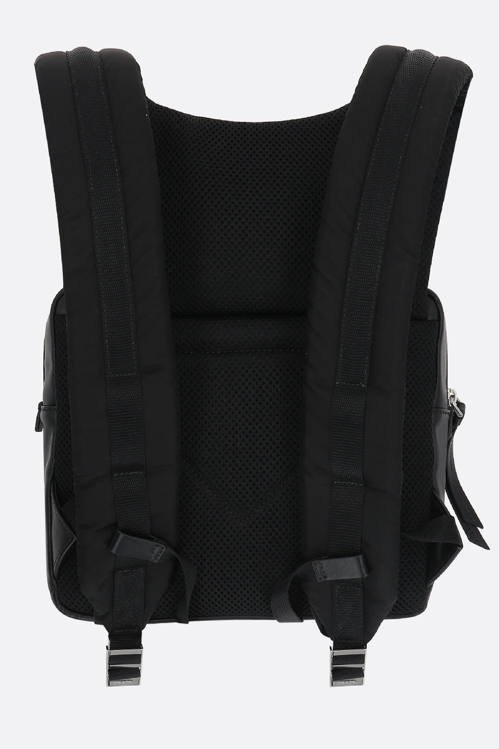 PRADA Zaino In Pelle Liscia E Nylon Con Cappuccio