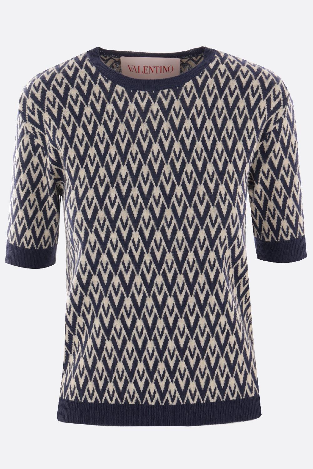 VALENTINO GARAVANI pullover a maniche corte in jacquard Toute la V