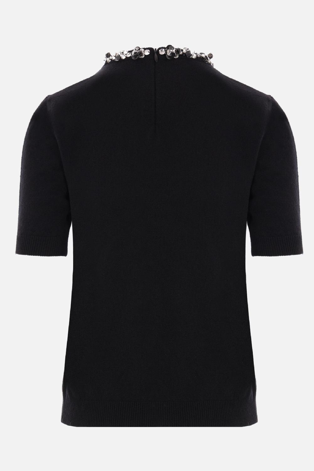 VALENTINO GARAVANI Pullover A Maniche Corte In Lana Con Ricamo