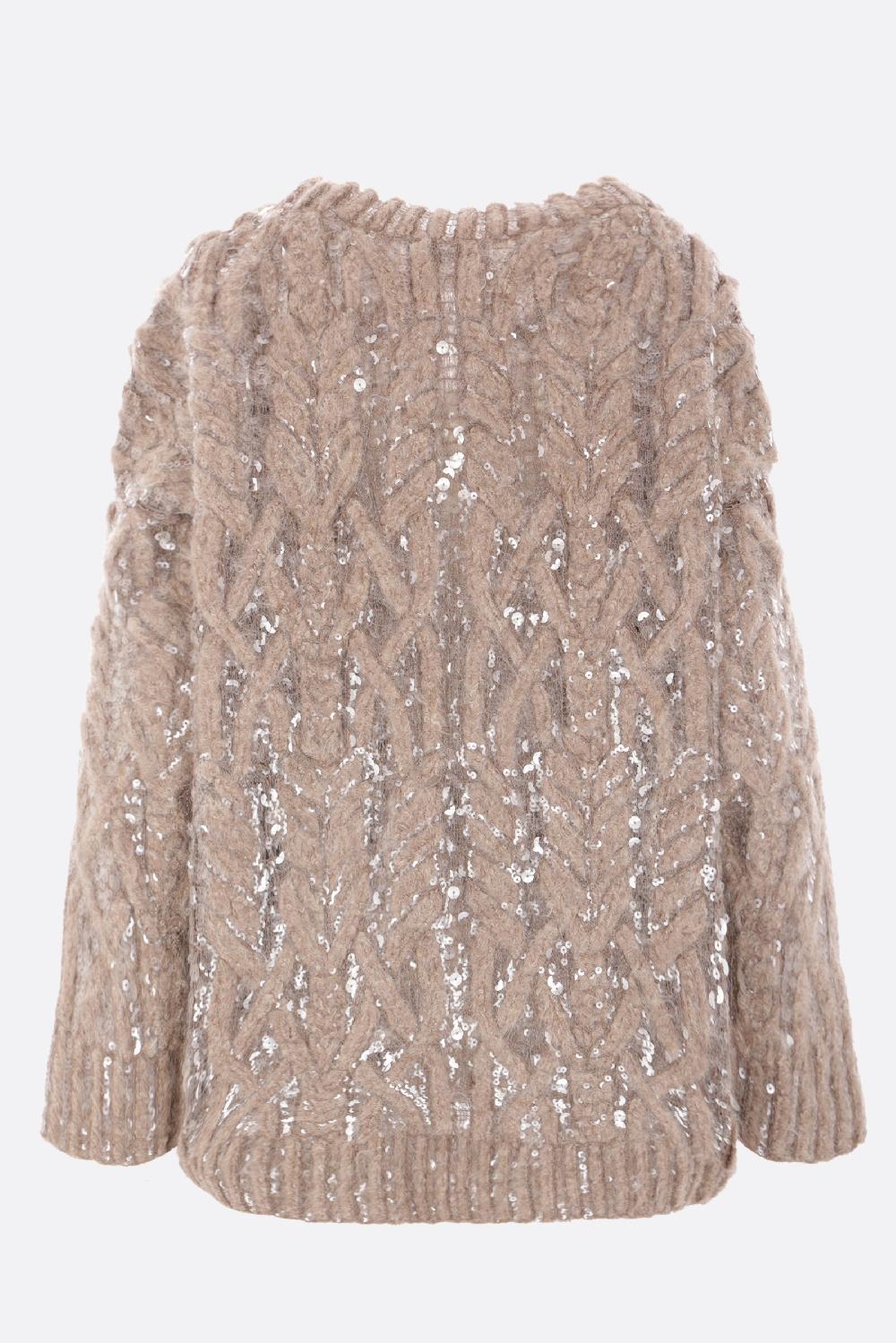 BRUNELLO CUCINELLI Pullover Dazzling Mesh Embroidery In Alpaca E Lana