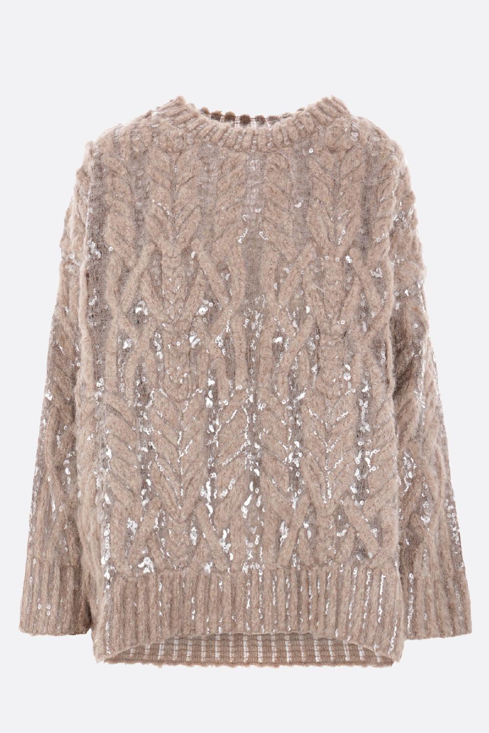 BRUNELLO CUCINELLI Pullover Dazzling Mesh Embroidery In Alpaca E Lana