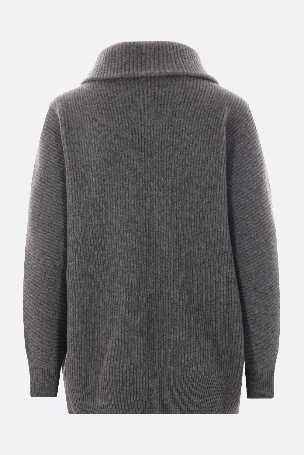 BRUNELLO CUCINELLI Pullover Half-zip In Cashmere Con Precious Flower Crest