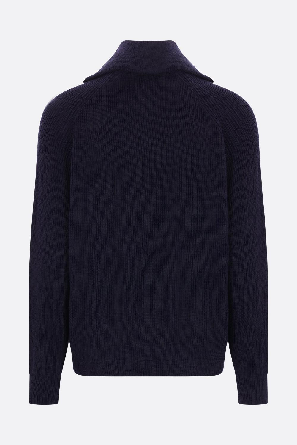 MAISON KITSUNÉ Pullover Half-zip In Misto Lana Patch Bold Fox Head