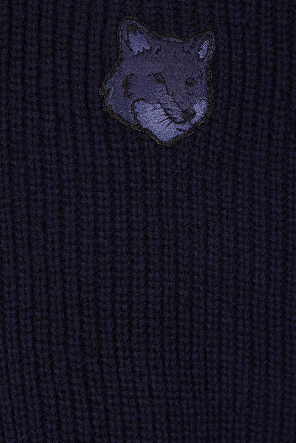 MAISON KITSUNÉ Pullover Half-zip In Misto Lana Patch Bold Fox Head