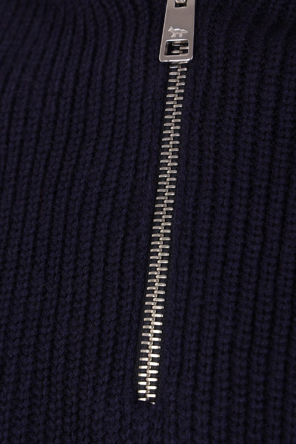 MAISON KITSUNÉ Pullover Half-zip In Misto Lana Patch Bold Fox Head