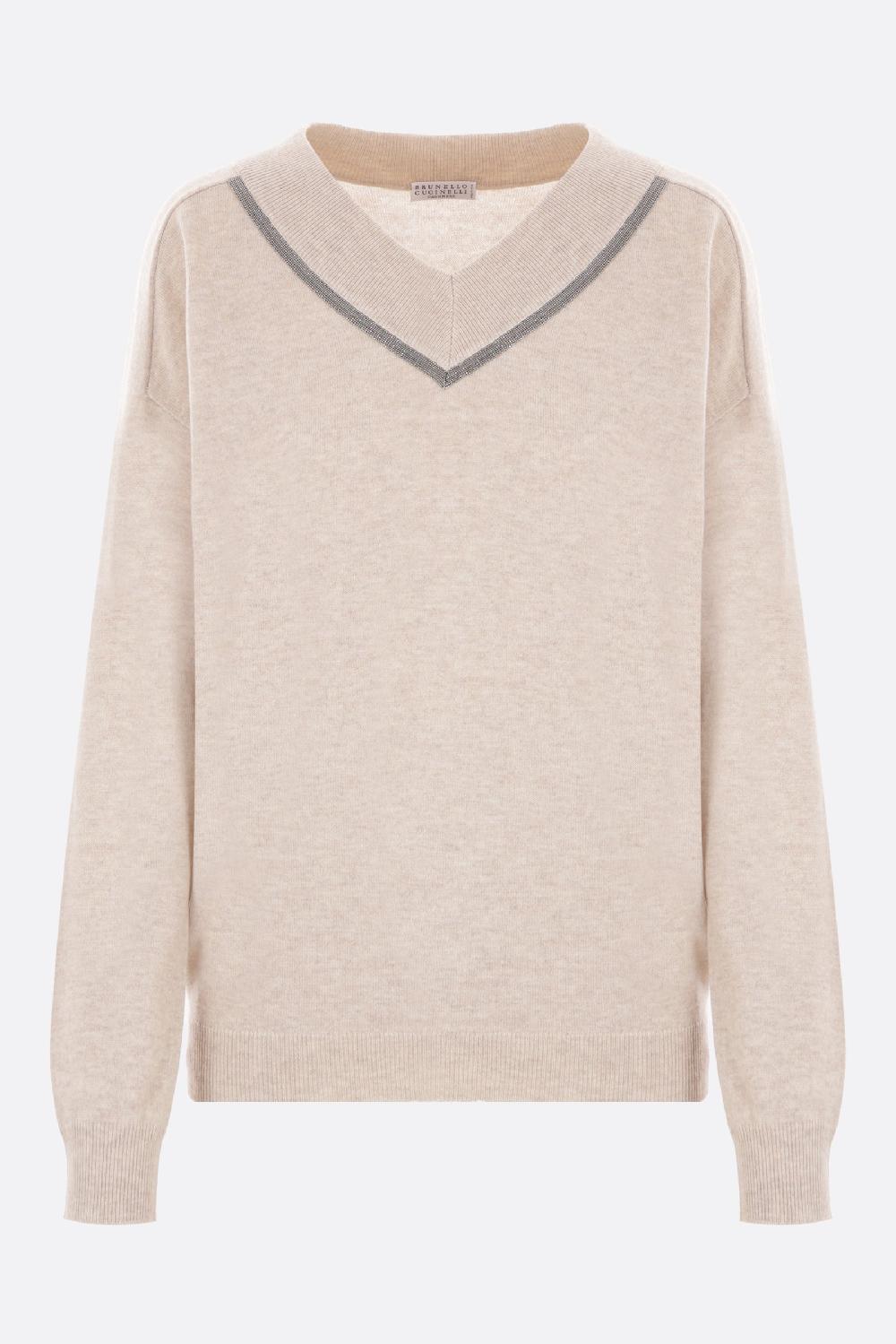 BRUNELLO CUCINELLI Pullover In Cashmere Con Shiny Neckline