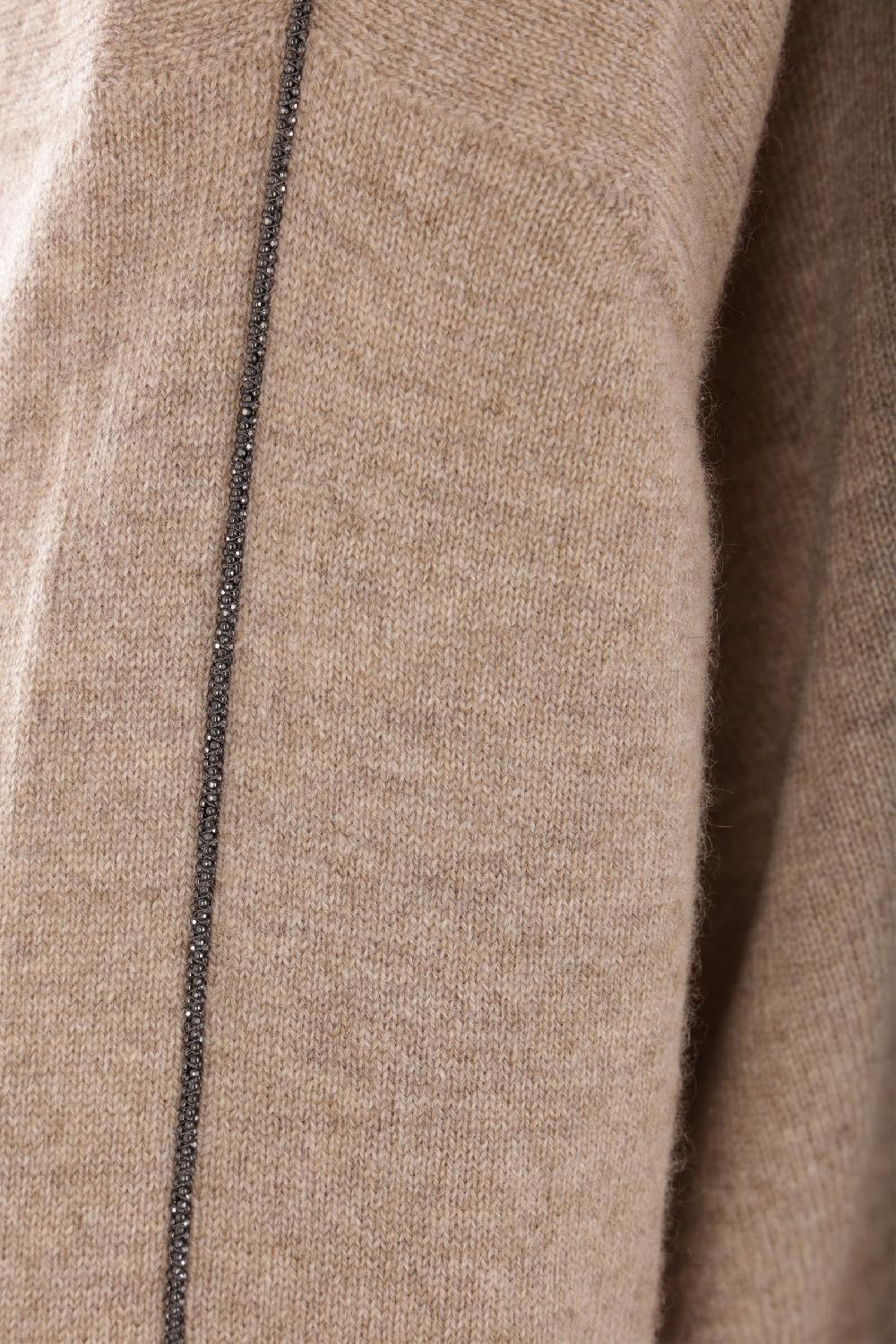 BRUNELLO CUCINELLI Pullover In Cashmere Con Shiny Sleeve Trim