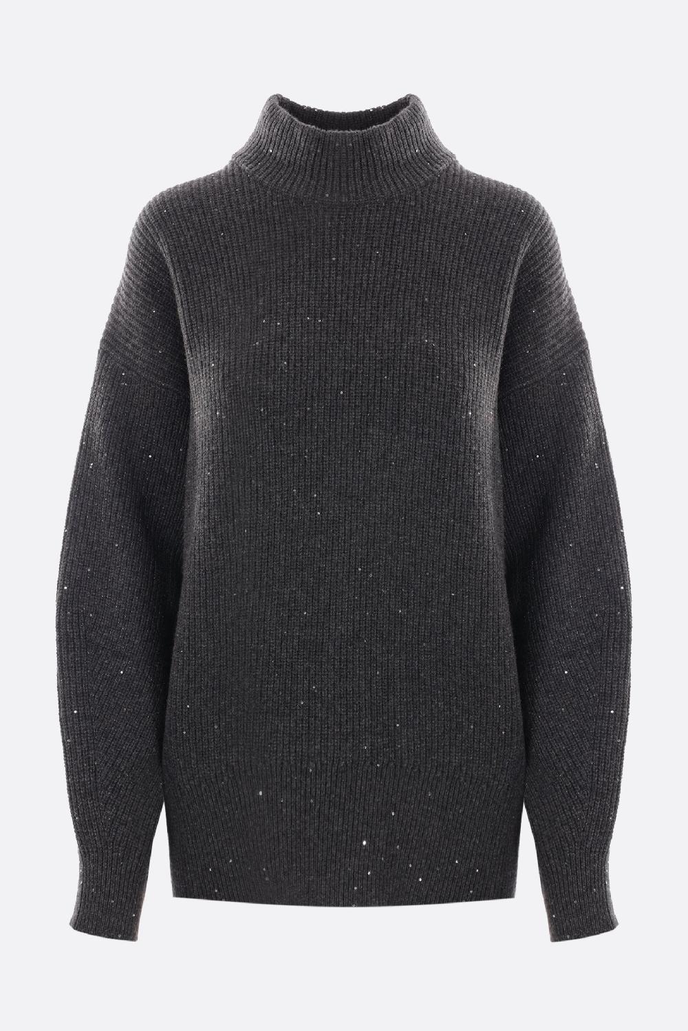 BRUNELLO CUCINELLI pullover in cashmere e lana con paillettes