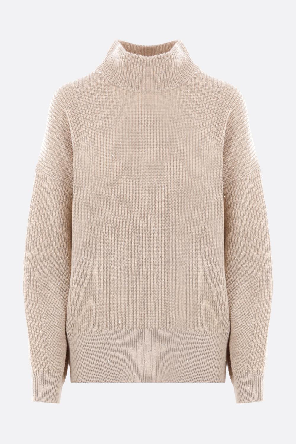 BRUNELLO CUCINELLI pullover in cashmere e lana con paillettes