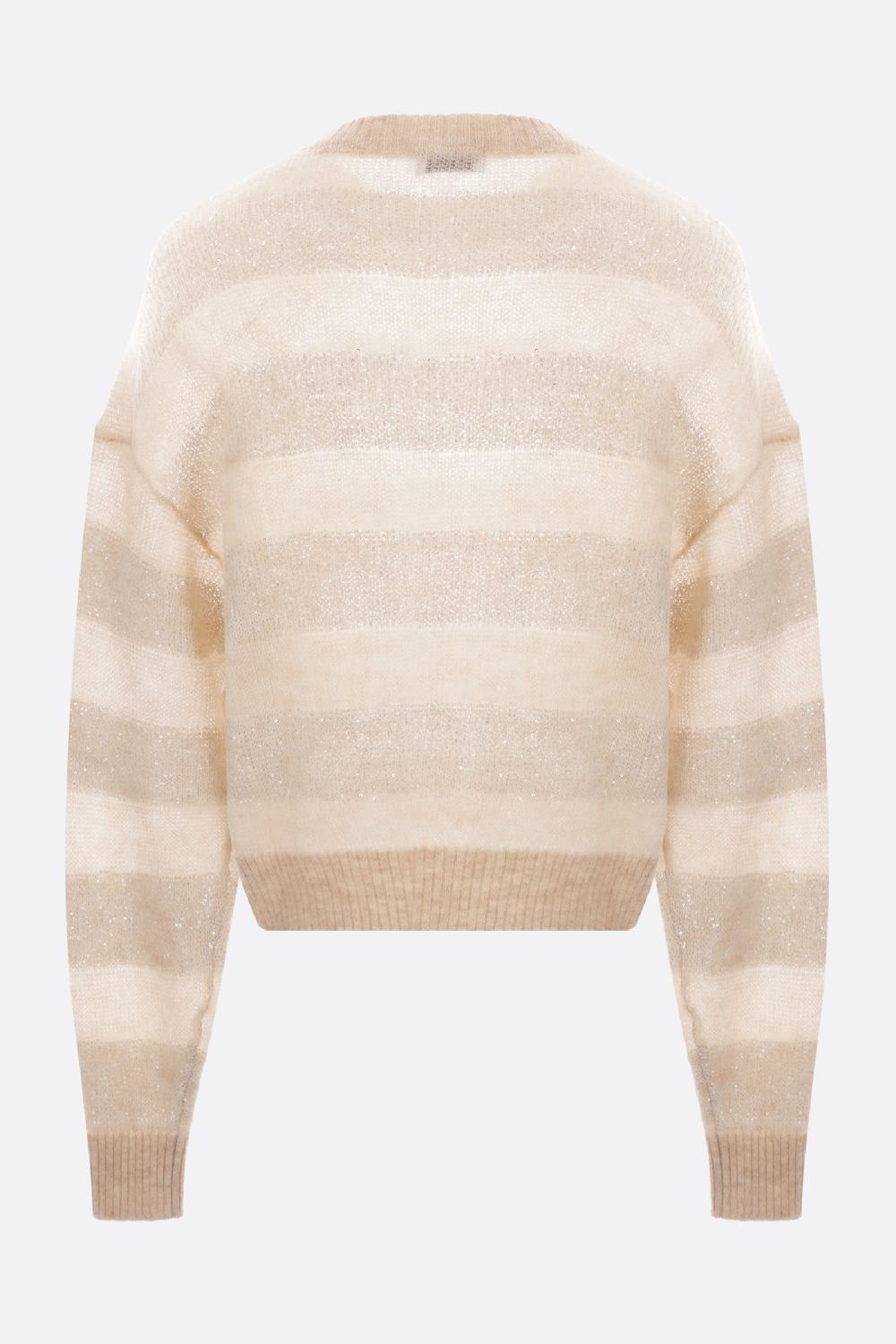 BRUNELLO CUCINELLI Pullover In Lana Mohair A Righe Con Paillettes