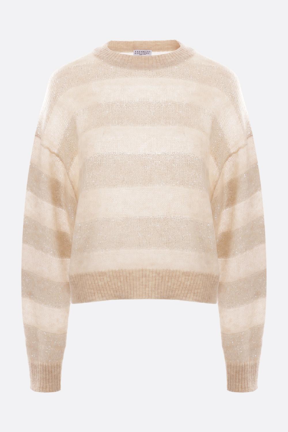 BRUNELLO CUCINELLI pullover in lana mohair a righe con paillettes
