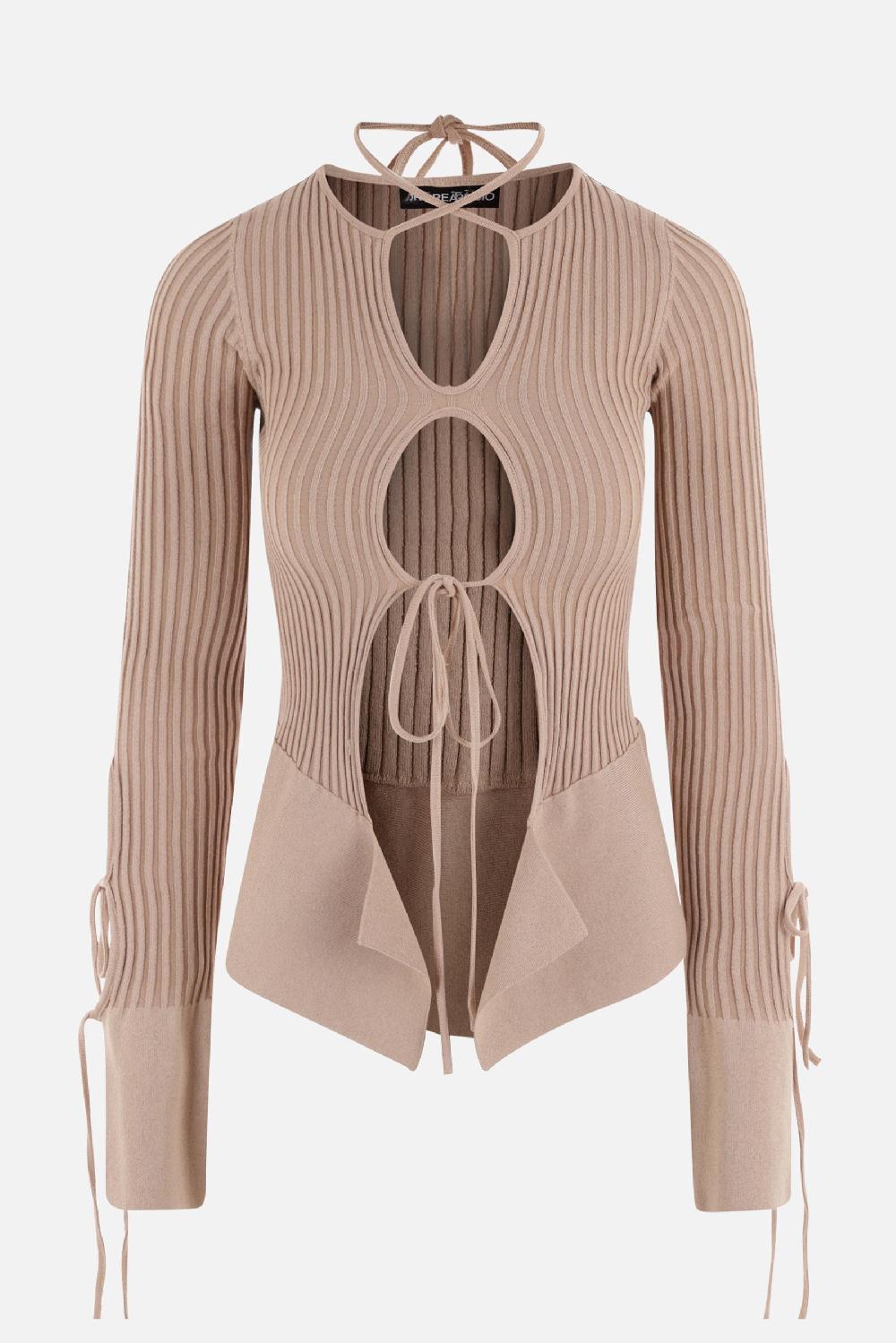 ANDREADAMO pullover in maglia a costine con cut-out