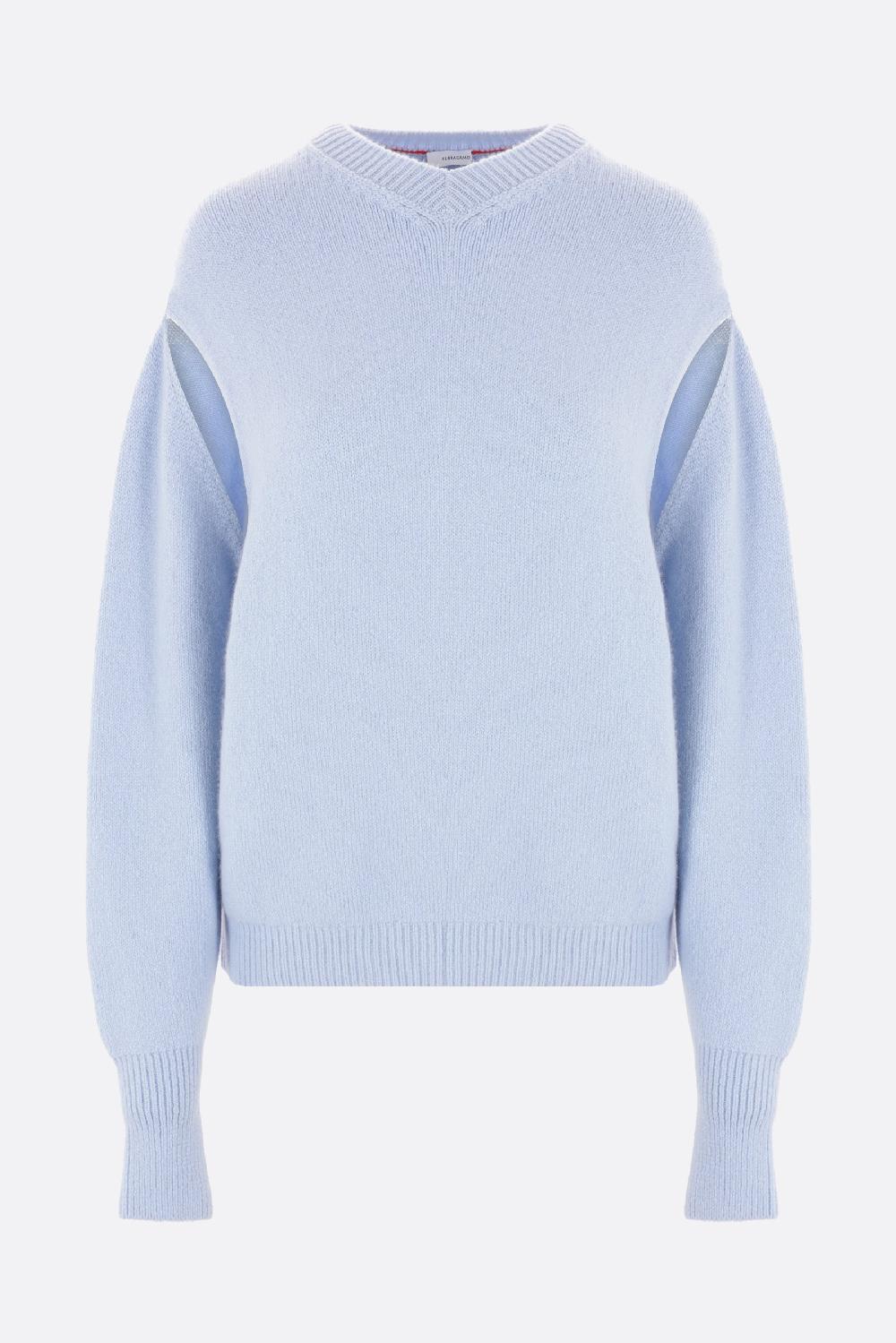 FERRAGAMO Pullover In Misto Cashmere Con Mantellina