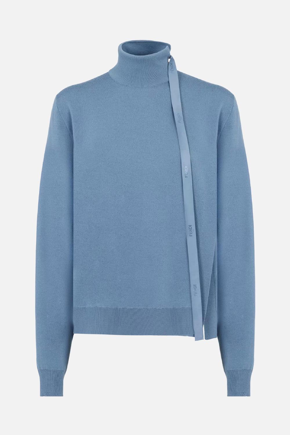 FENDI pullover in misto lana con cut-out e nastro logato
