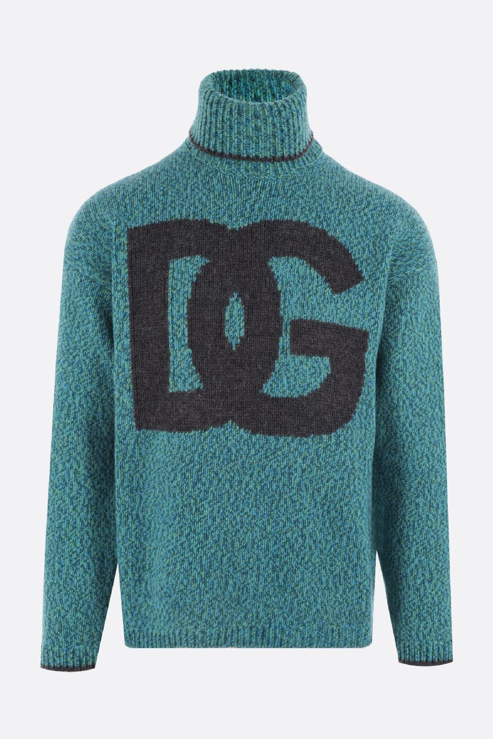 DOLCE & GABBANA pullover in misto lana intarsio logo DG