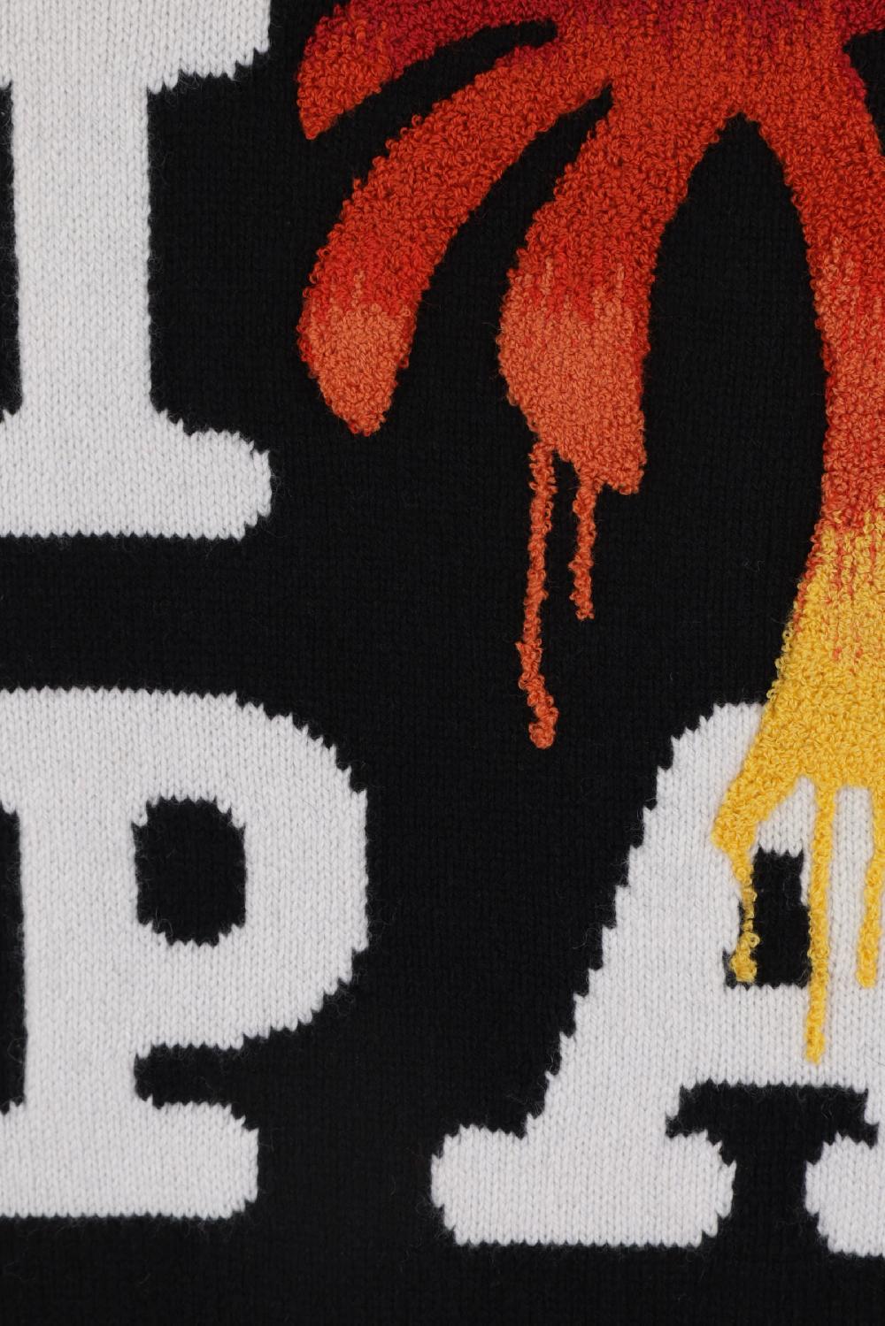 PALM ANGELS Pullover In Misto Lana Intarsio Logo I Love PA