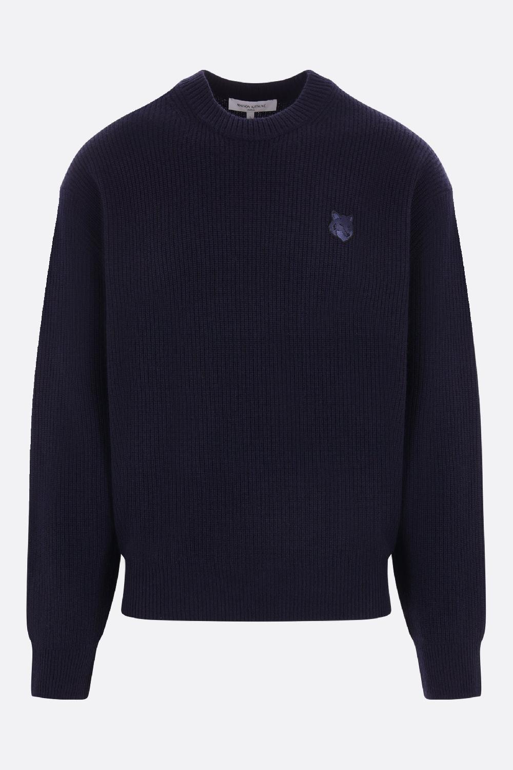 MAISON KITSUNÉ pullover in misto lana patch Bold Fox Head