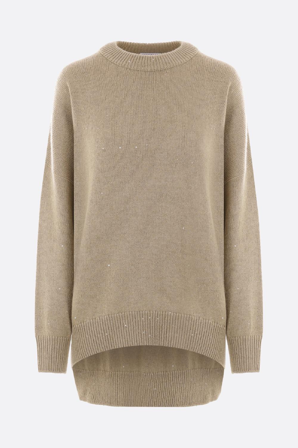 BRUNELLO CUCINELLI pullover oversize in cashmere e seta con paillettes