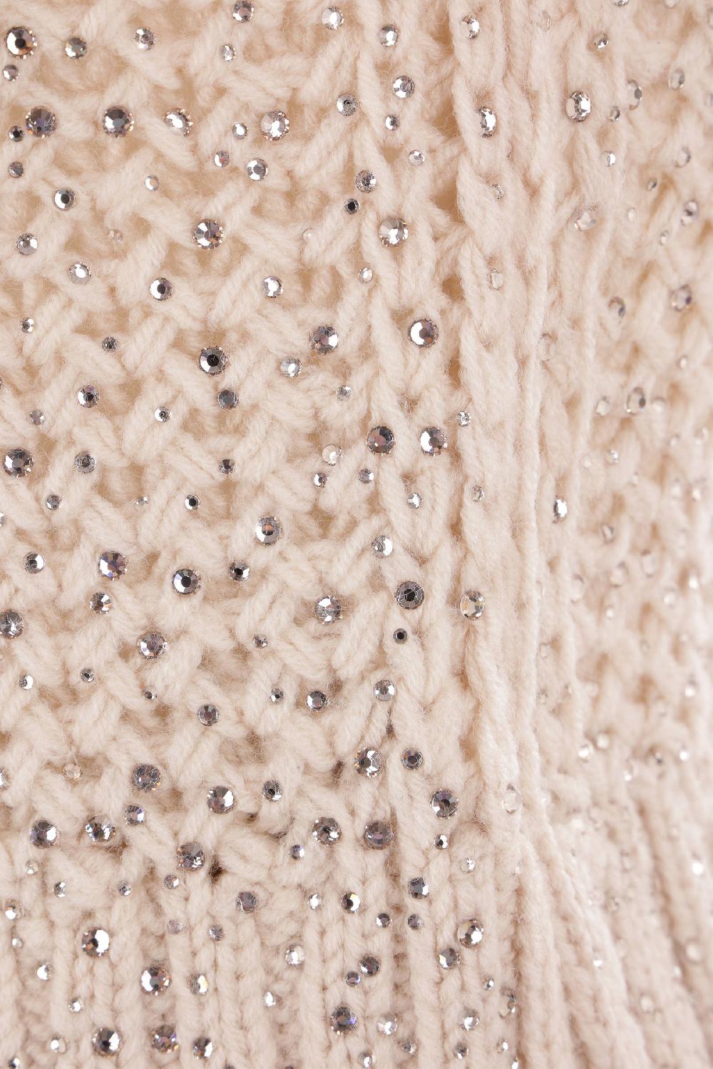 ERMANNO SCERVINO Pullover Smanicato In Misto Lana Con Strass