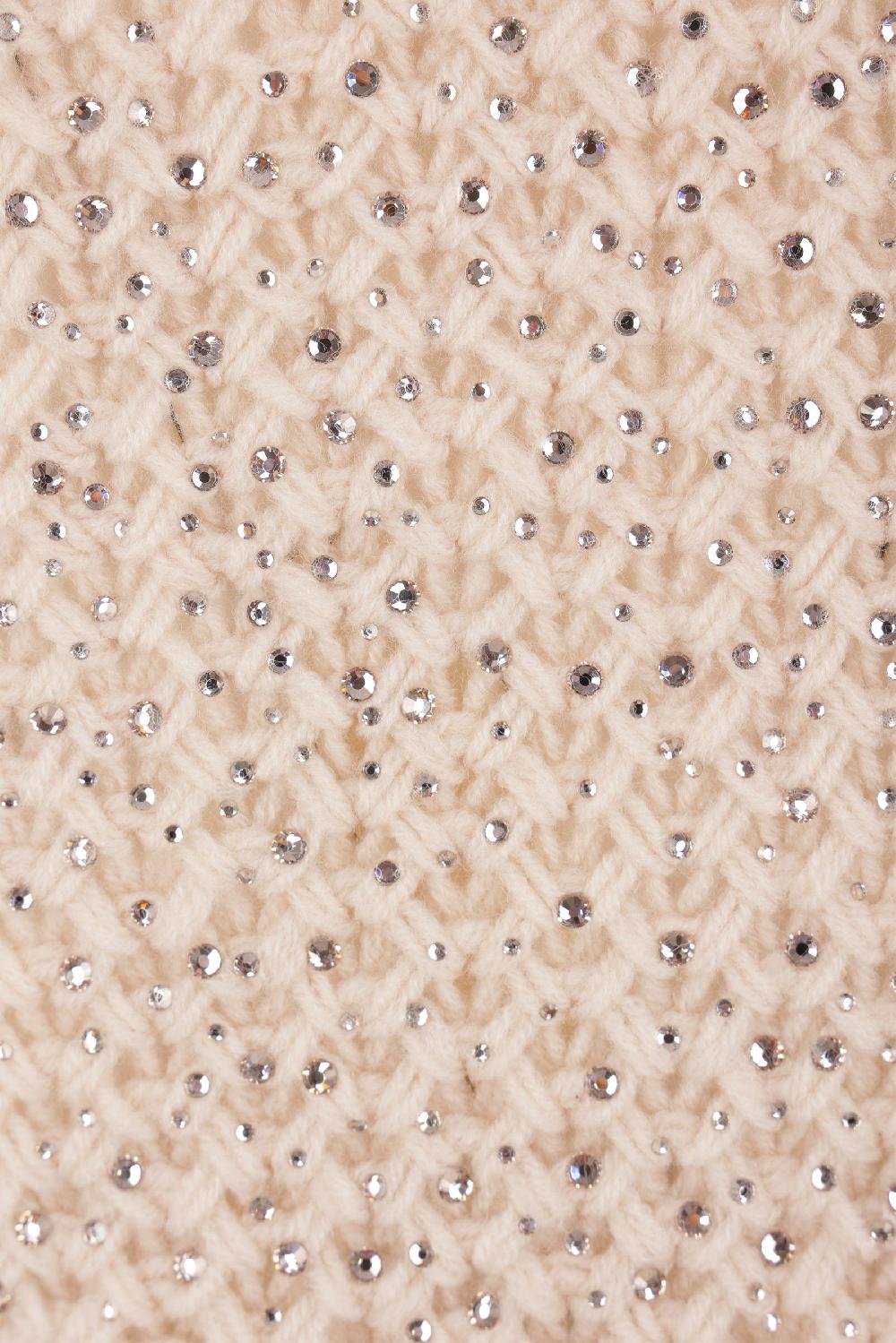 ERMANNO SCERVINO Pullover Smanicato In Misto Lana Con Strass