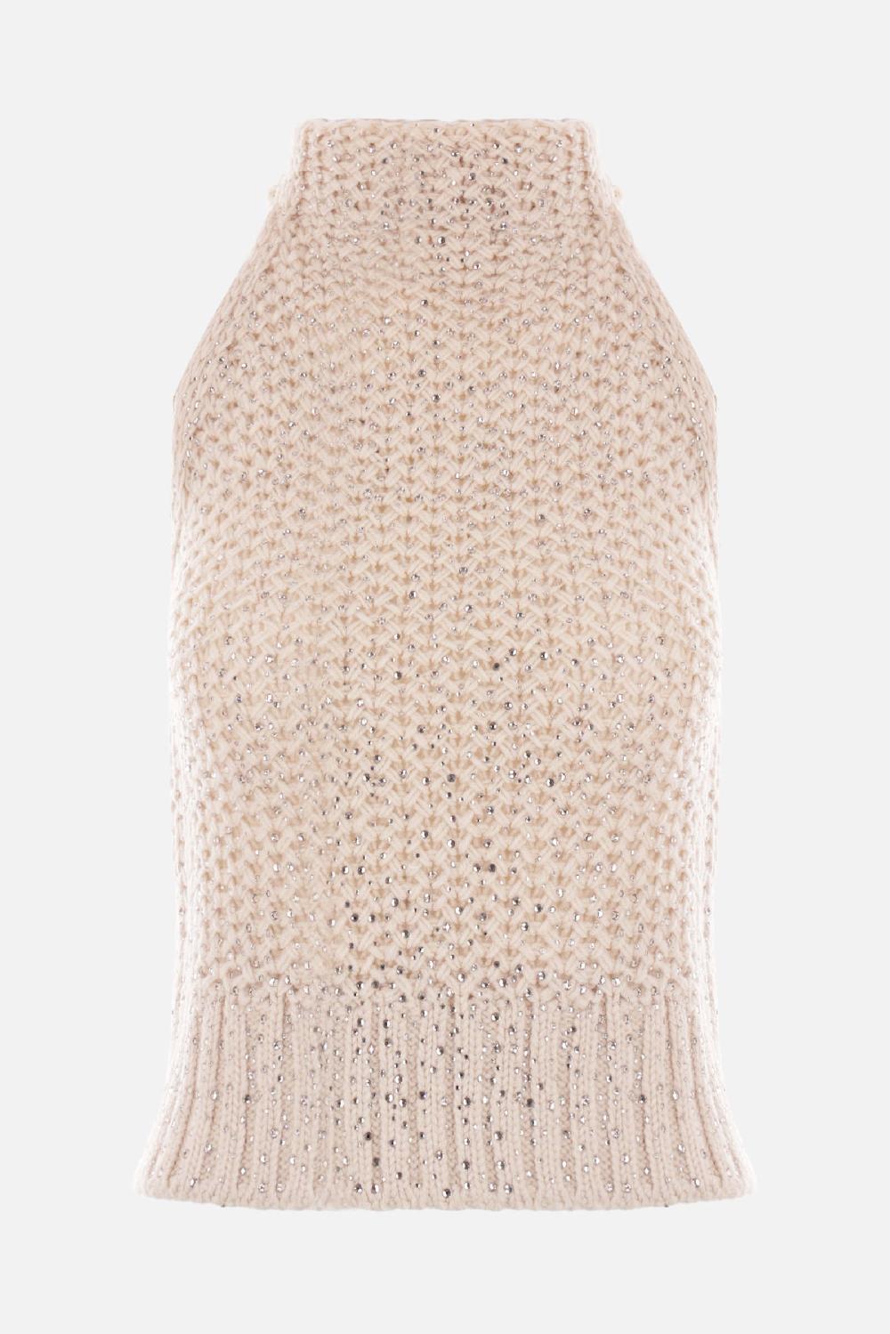 ERMANNO SCERVINO pullover smanicato in misto lana con strass