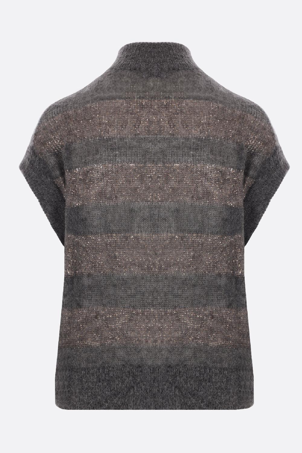 BRUNELLO CUCINELLI Pullover Smanicato In Misto Lana Mohair Con Paillettes