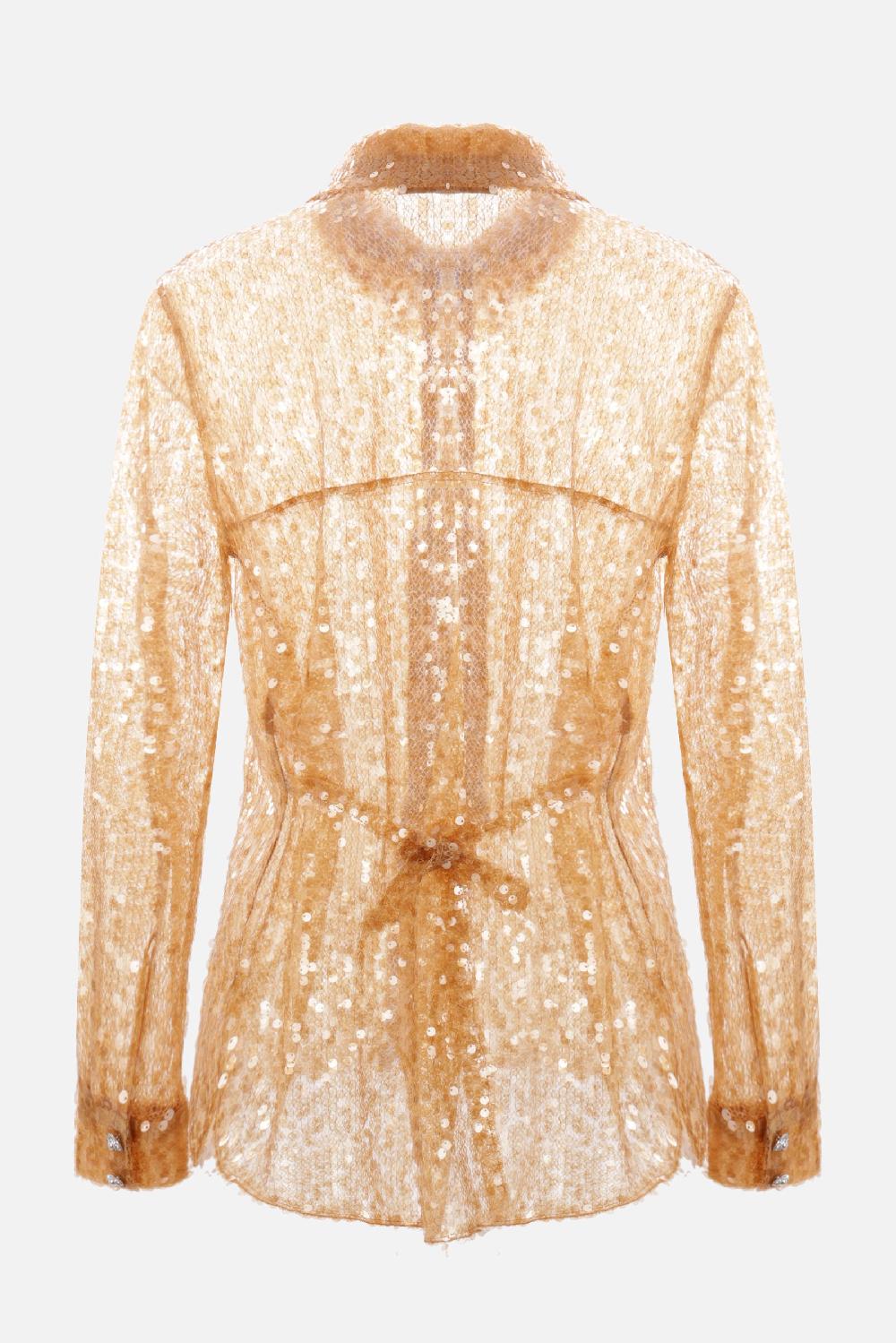 RABANNE Camicia In Rete Con Paillettes