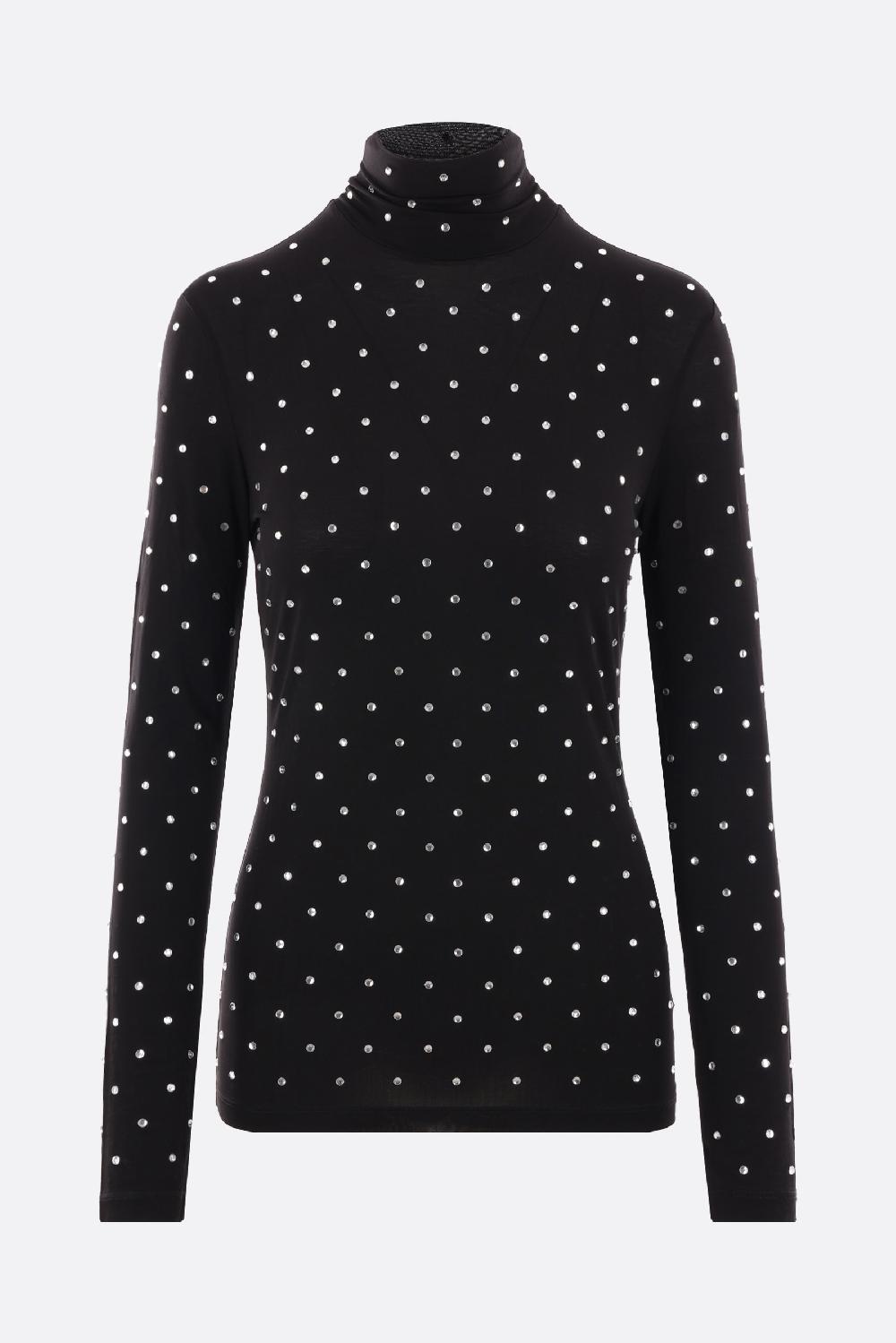 RABANNE dolcevita in jersey stretch con cristalli