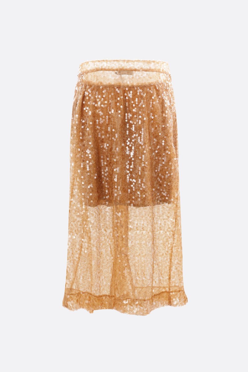 RABANNE Gonna Midi In Rete Con Paillettes