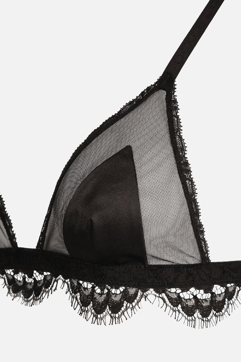 DOLCE & GABBANA Reggiseno A Triangolo In Raso E Tulle