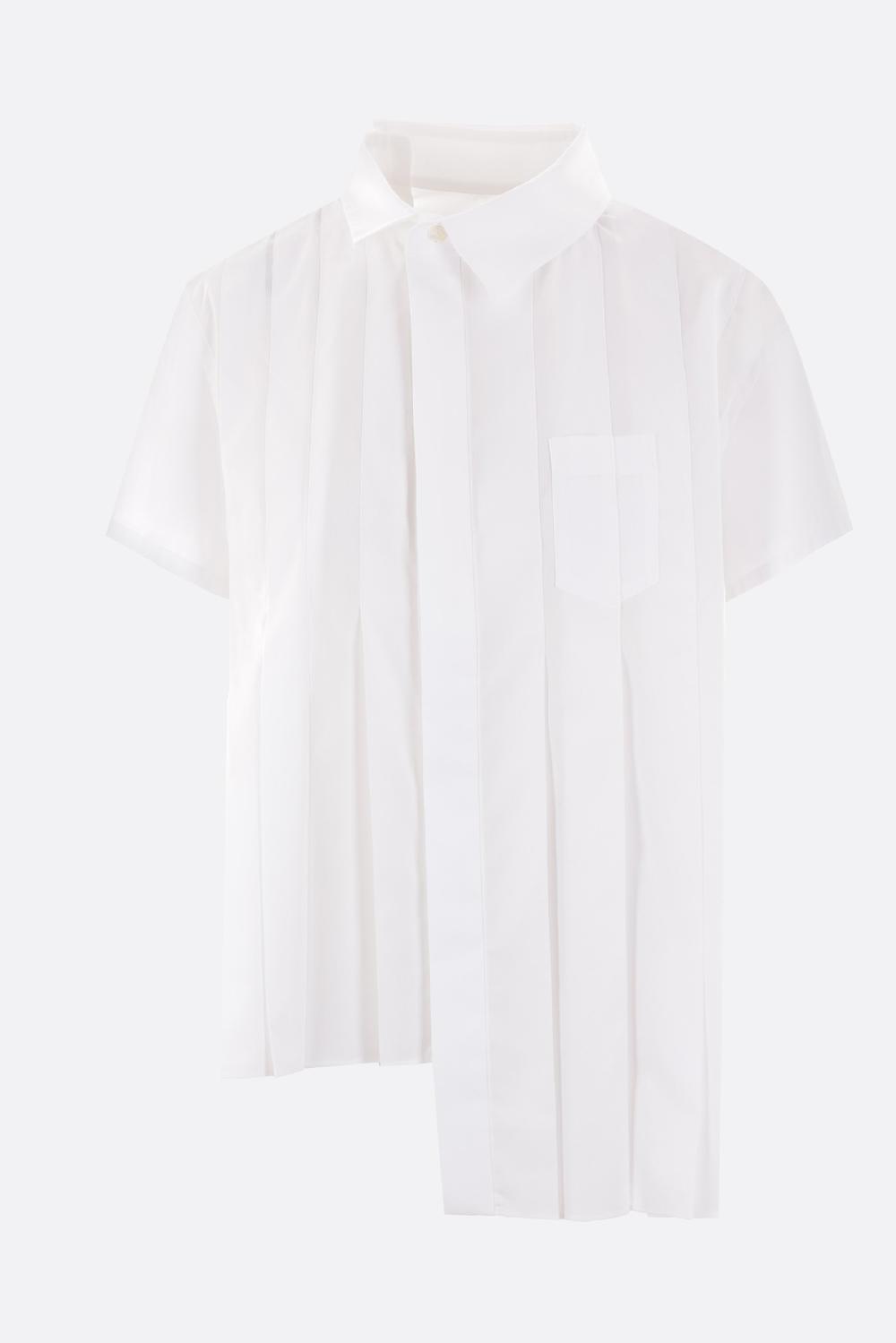 SACAI camicia a maniche corte in popeline plissé