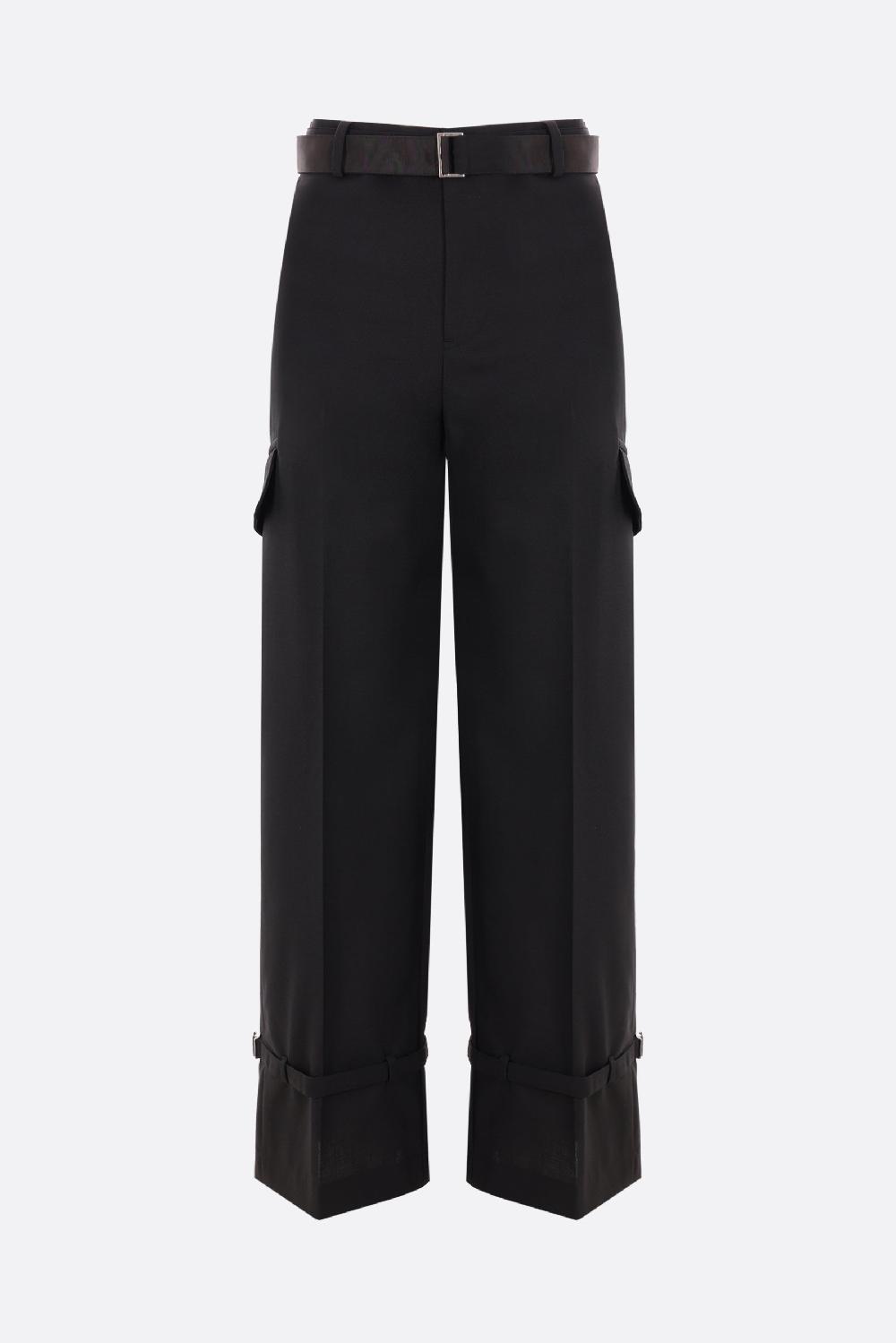 SACAI pantalone cargo in misto lana
