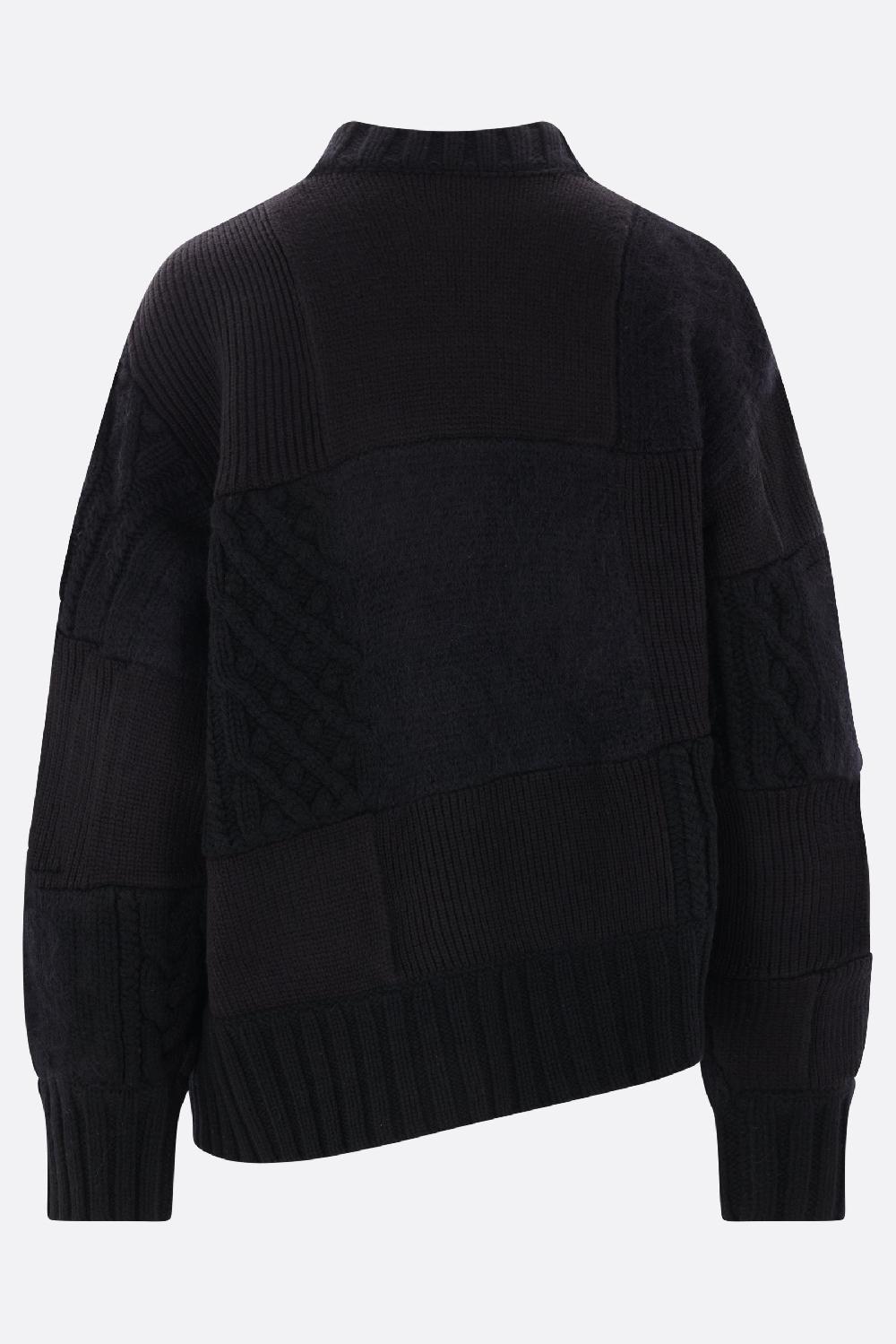 SACAI Pullover Full-zip In Misto Lana Patchwork