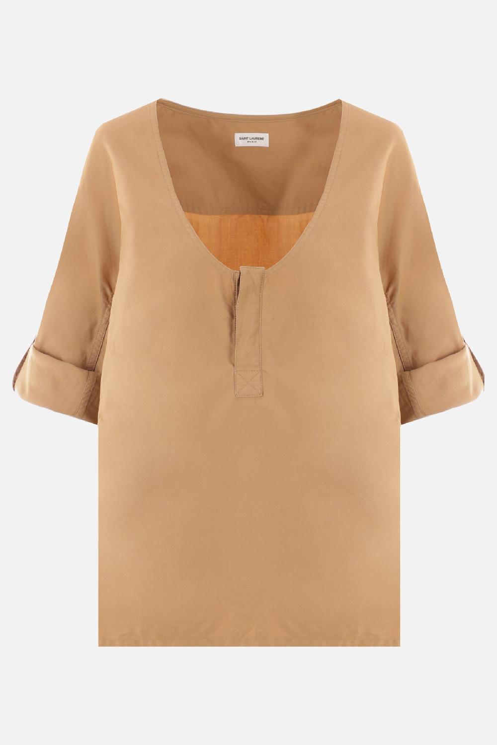 SAINT LAURENT blusa Henley in twill