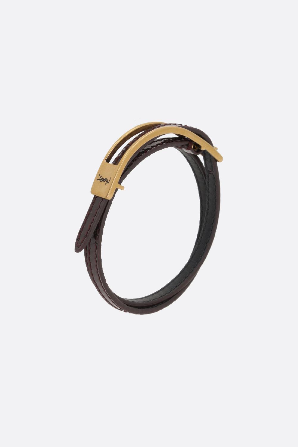 SAINT LAURENT bracciale YSL in pelle verniciata