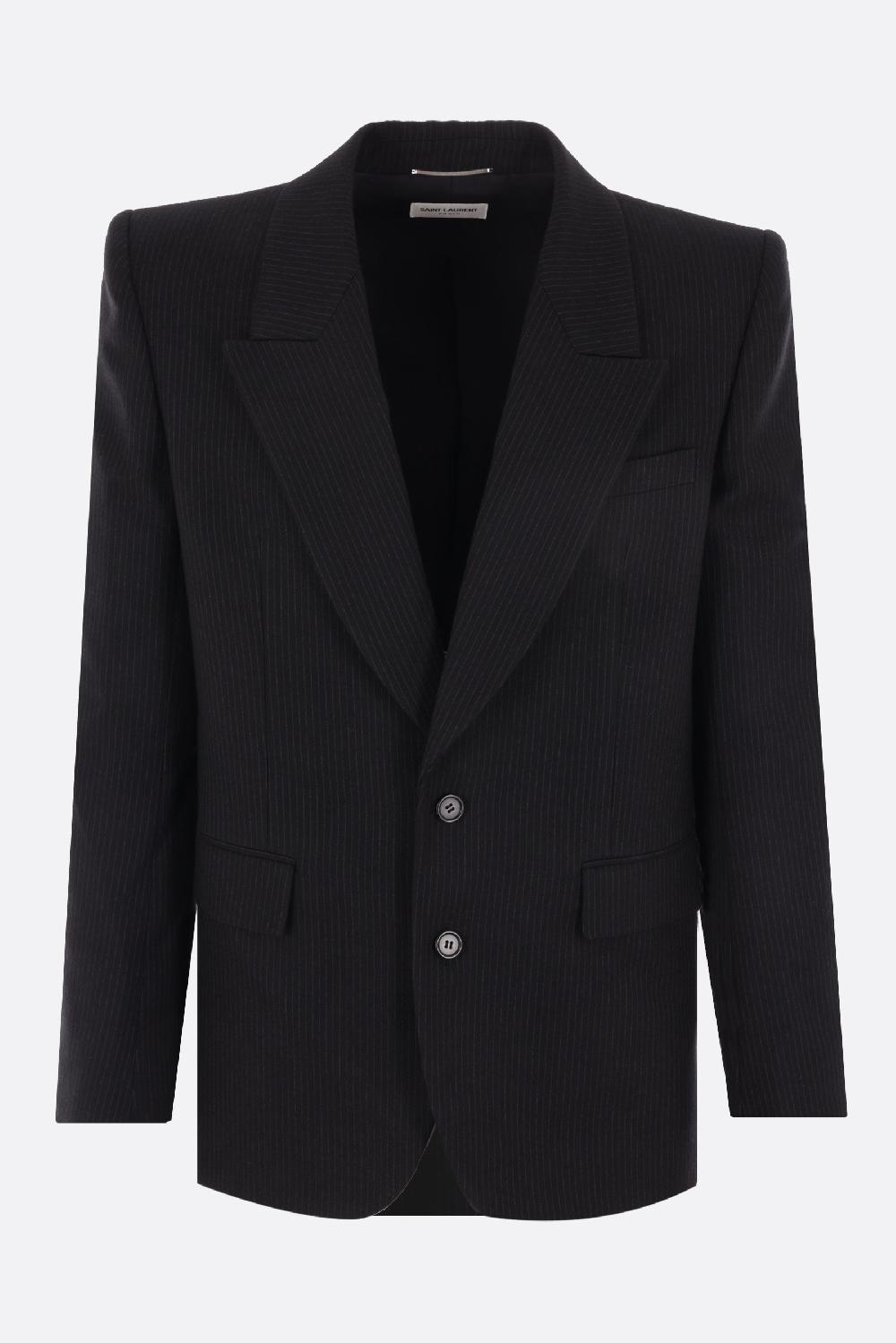 SAINT LAURENT giacca monopetto in lana gessata