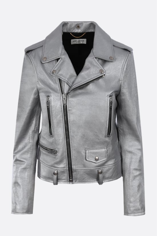 SAINT LAURENT giubbotto biker in nappa laminata