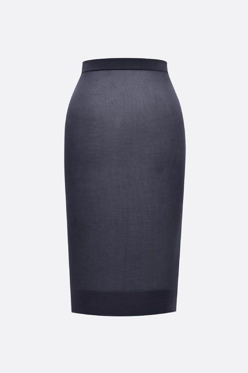 SAINT LAURENT Gonna A Matita In Maglia Trasparente