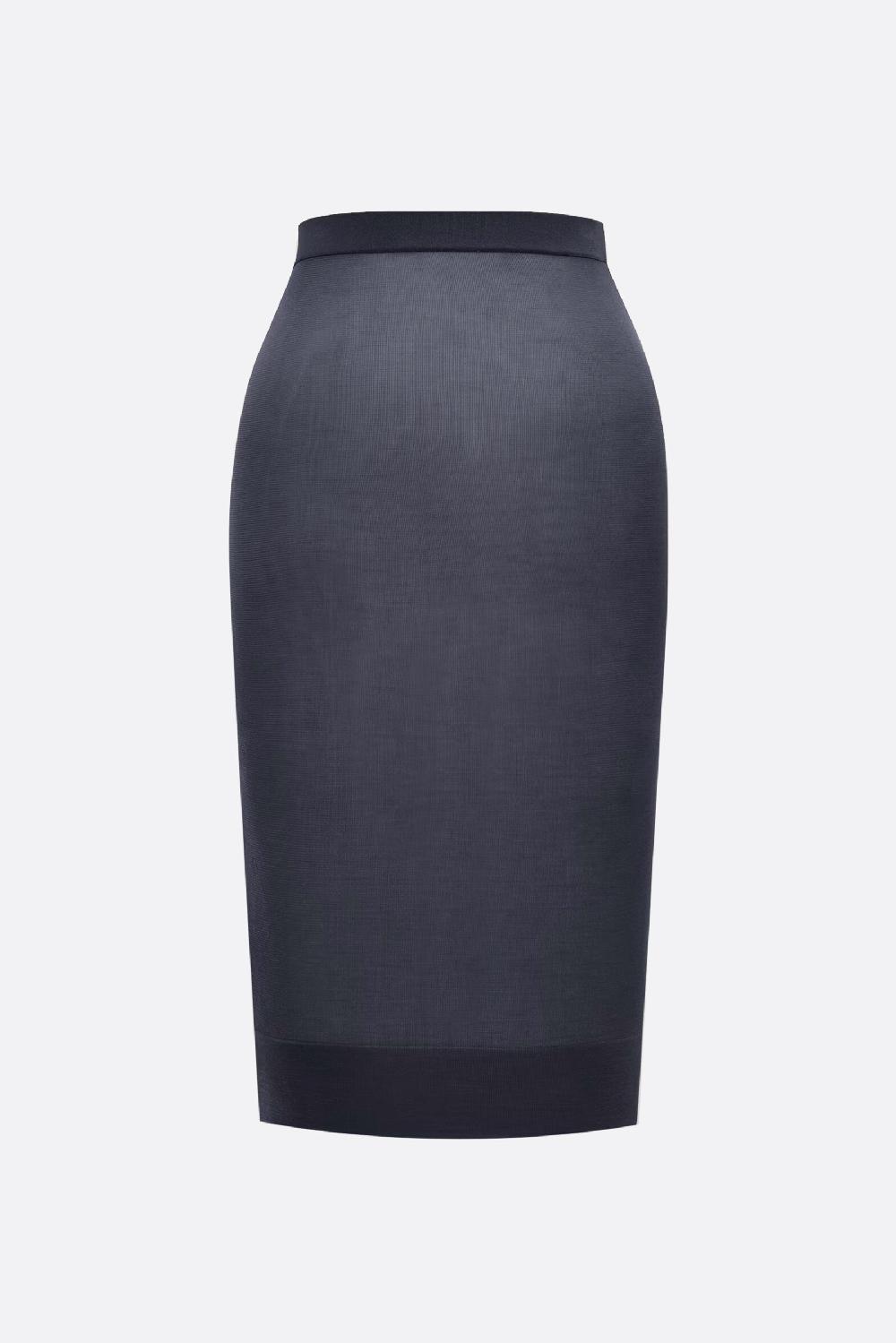 SAINT LAURENT gonna a matita in maglia trasparente