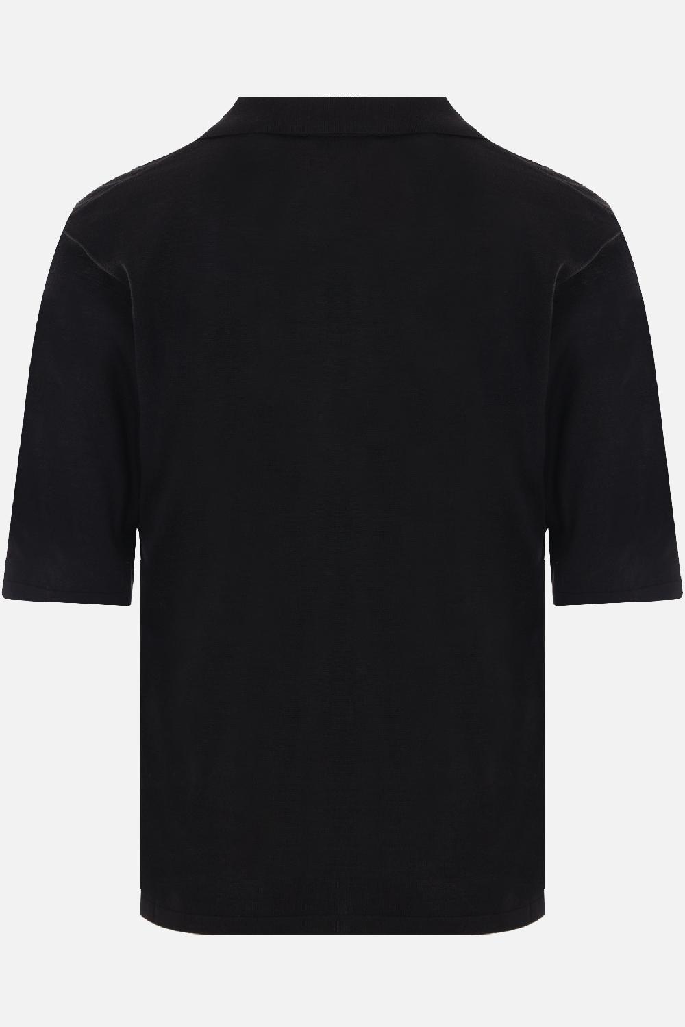 SAINT LAURENT Polo In Maglia Di Lana Ricamo Logo