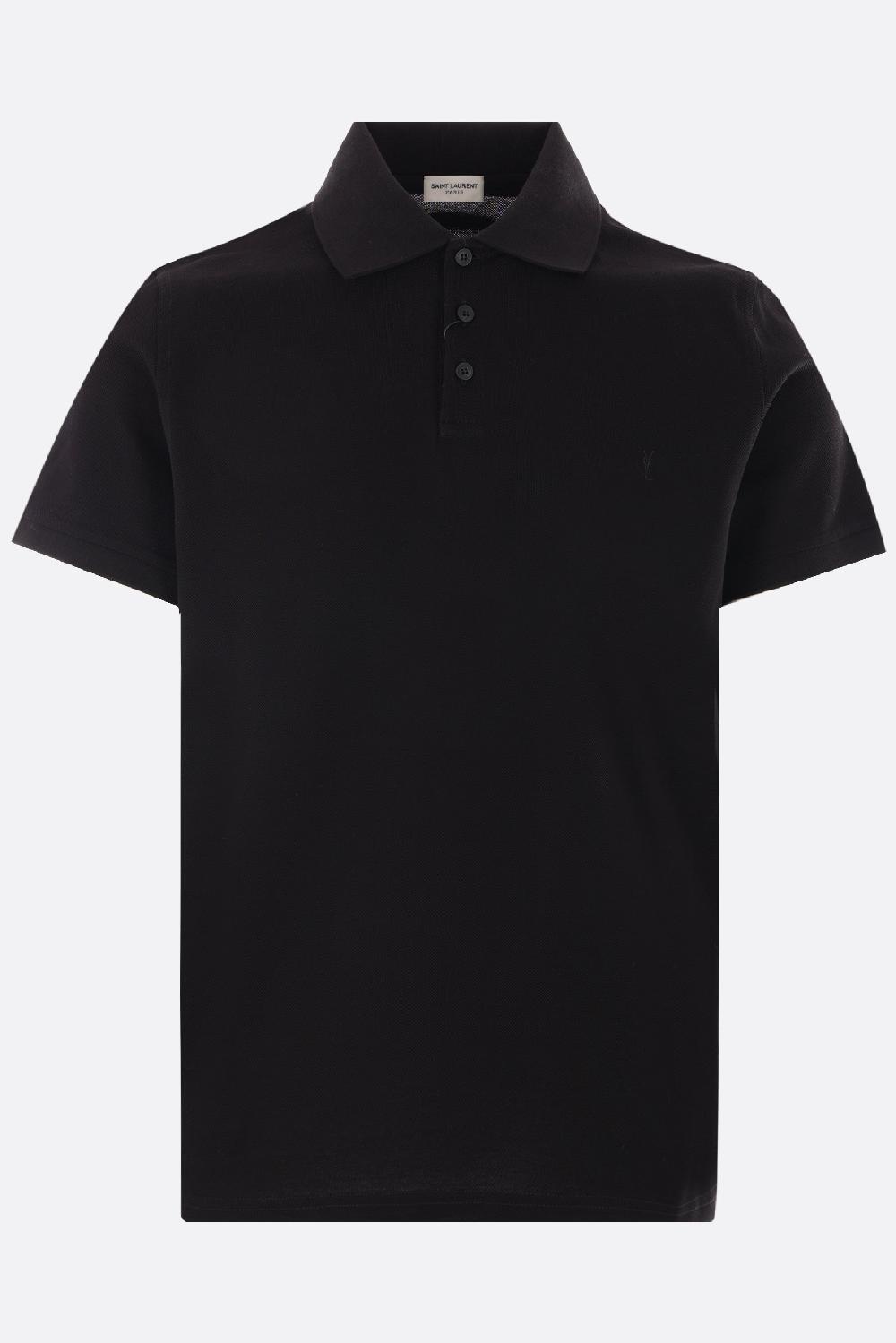 SAINT LAURENT polo in piquet ricamo logo