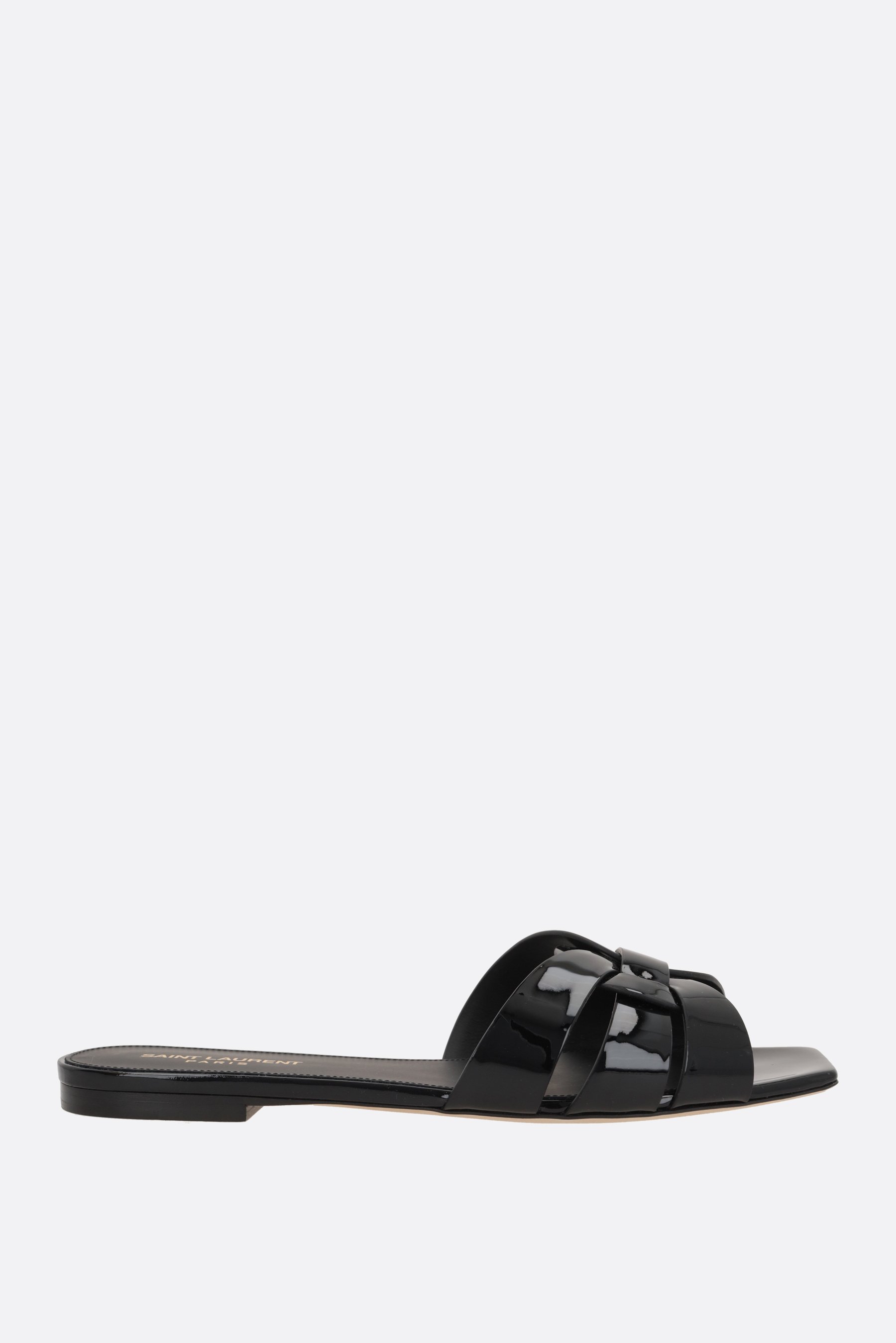 SAINT LAURENT sandalo slide Tribute in vernice