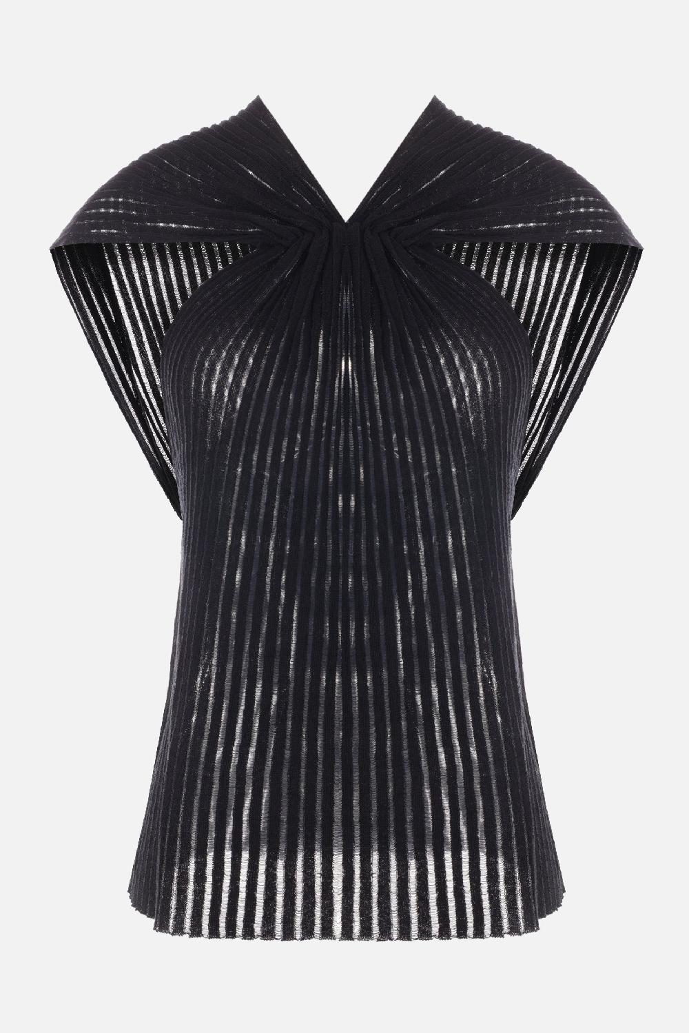 SAINT LAURENT top in maglia a costine